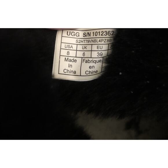 UGG Australia Keely Bailey Toggle Button Black Suede Shearling Boots Women's 7/8 - Picture 7 of 14